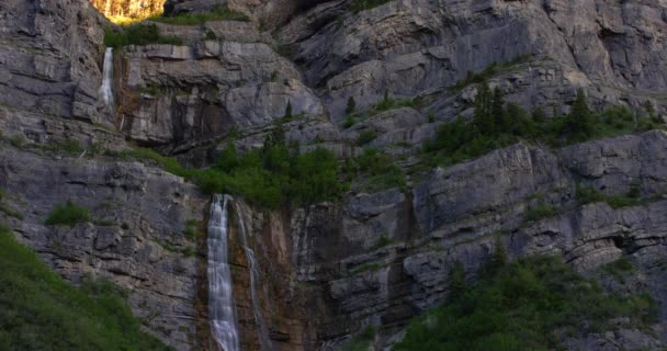 Wide Shot Bridal Veil Falls Sunset Salt Lake City Provo — Vídeo de Stock