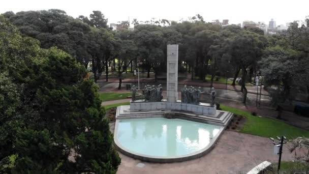 Zdjęcia Lotnicze Dronów Sculture Parque Rodo Montevideo Uruguay — Wideo stockowe