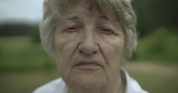Portrait Grandmother Looking Camera — Stock Video