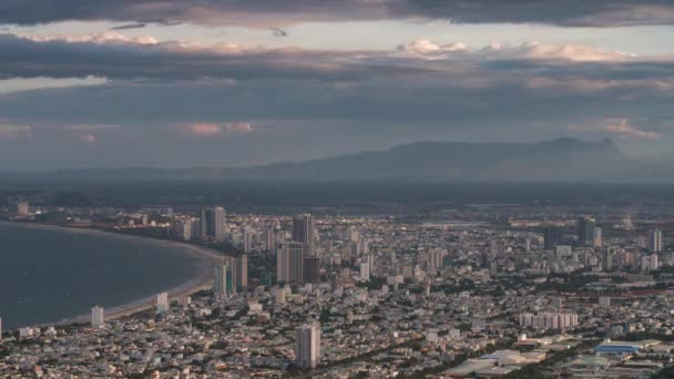 Dag Tot Nacht Het Einde Van Nang Cityscape Aerial Panorama — Stockvideo