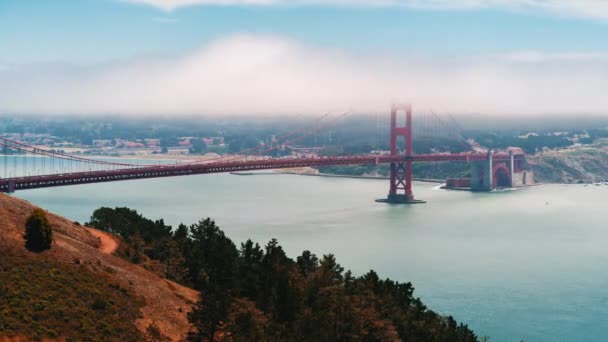 Tijdspanne Van Golden Gate Bridge Bay Gedurende Dag — Stockvideo