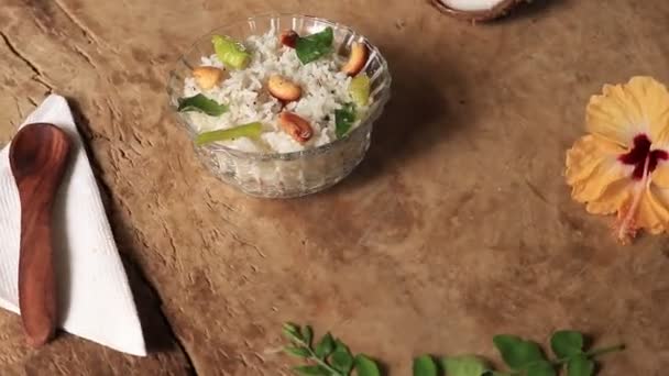 印度式椰子米味道鲜美 — 图库视频影像