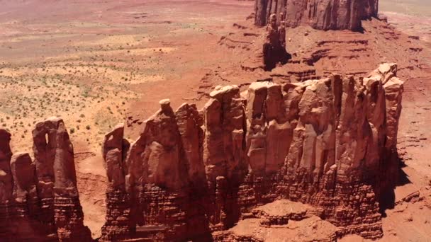 Luchtfoto Drone Beelden Van Monument Valley Navajo Tribal Park Tussen — Stockvideo