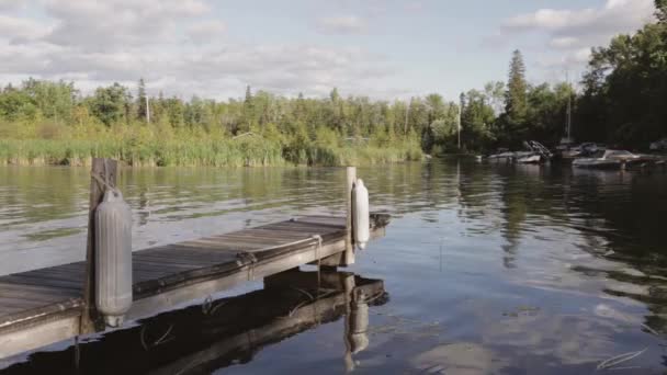 Egy Fából Készült Dokk Partján Egy Fényes Nyári Estén — Stock videók