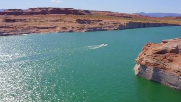 Flygbilder Från Sommaren Lake Powell Page Arizona Usa — Stockvideo