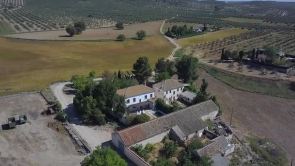 Vista Aérea Casas Antiguas Pequeño Pueblo Rural Del Sur España — Vídeo de stock