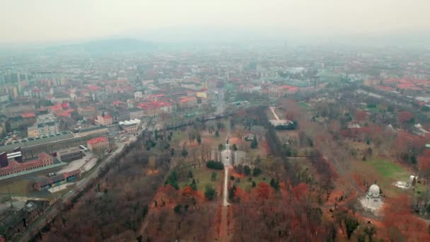 Budapest Ungern Flyger Över Kerepesi Kyrkogård Med Drönare Hösten Gyllene — Stockvideo