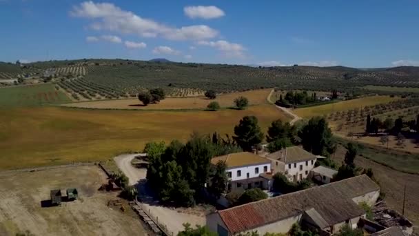 Flygfoto Över Ett Landsbygdsområde Med Gamla Hus Södra Spanien — Stockvideo