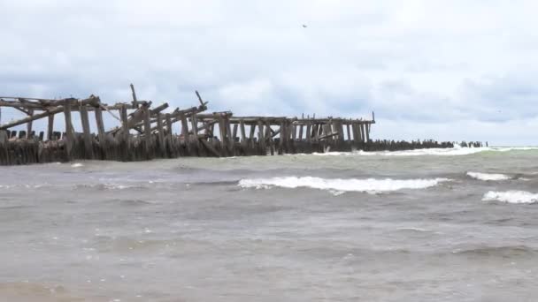 Широкий Кут Мостові Рештки Балтійське Море — стокове відео