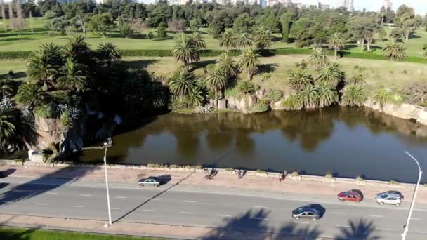 Krajobraz Aerial Drone Lake Parku Montevideo Urugwaj — Wideo stockowe