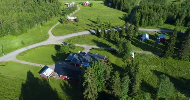 Zdjęcie Drona Małej Wioski Północnej Szwecji — Wideo stockowe