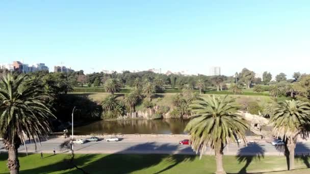 Drone Aerial Footage Landscape Lake Montevideo Urugwaj Parque Rodo — Wideo stockowe