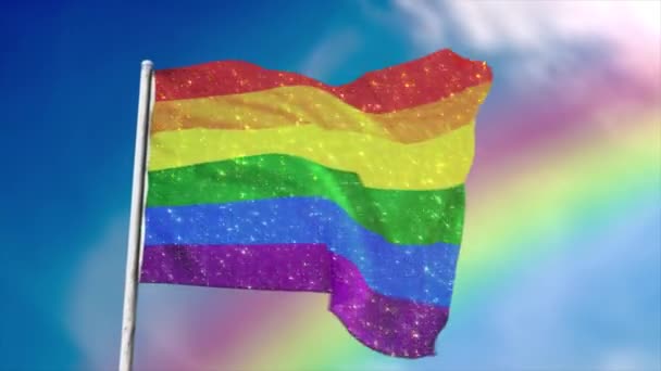 Cgi Animation Rainbow Flag Representing Tolerance Gay Rights Lgbti Communities — стоковое видео