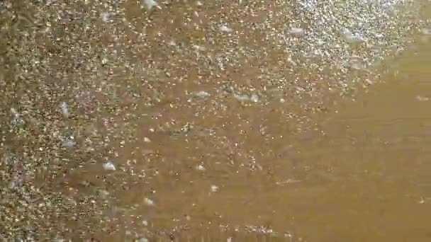 Zeitlupe Blick Auf Die Küste Schaum Aus Wasser Den Sand — Stockvideo