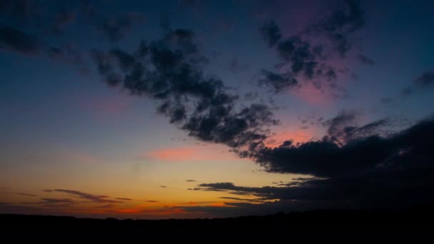 Vivid Sunset Time Lapse Texas Hill Country Сонце Заходить Темніє — стокове відео