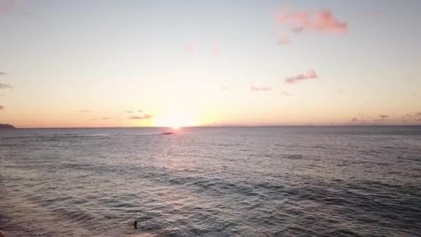 Nsansız Hava Aracı Oahu Hawaii Nin Kuzey Kıyısındaki Sunset Sahili — Stok video