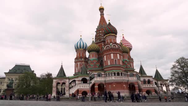 Widok Katedrę Bazylego Plac Czerwony Moskwa Rosja — Wideo stockowe