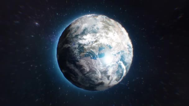 Nave Aliena Meteorite Spazza Telecamera Verso Terra Dietro Mondo Spazio — Video Stock