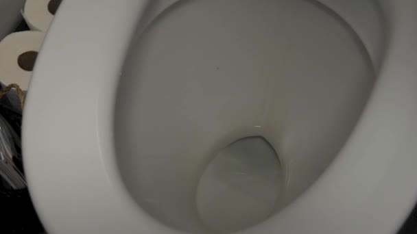 High Angle Close Flushing Water Closet Banheiro Moderno — Vídeo de Stock