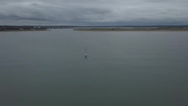 Aerial View Boat Coming Dock Small Irish Village Malahide — Stock Video