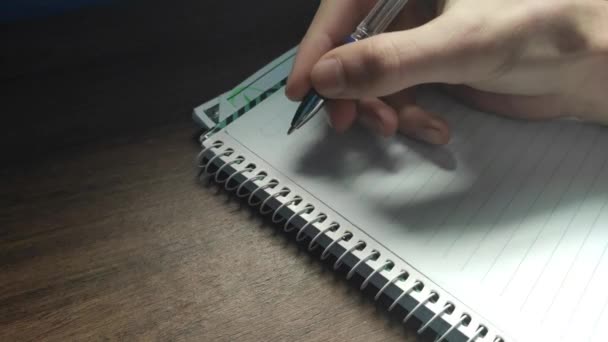 Hombre Blanco Escribiendo Cuaderno — Vídeos de Stock