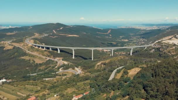 Drone Tiro Viaduct Rni Kal Com Mar Fundo Mais Longo — Vídeo de Stock