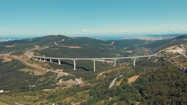 Longest Highest Viaduct Slovenia Drone Shot Viaduct Rni Kal Sea — Stock Video
