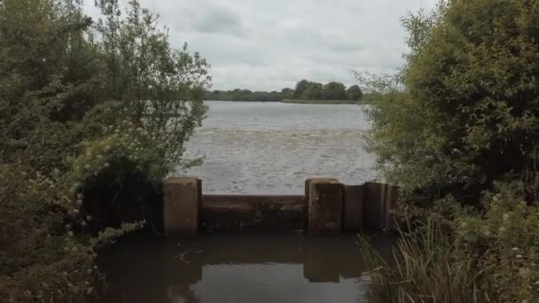 男は湖の水位を制御するダム湖を作った — ストック動画