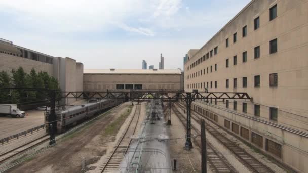 Timelapse Motion Blur Train Cta Elevated Train Transportation Rapid Transit — Vídeos de Stock