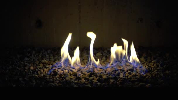 Different Angles Artificial Fire Burning Giving Modern Rusty Ambiental Vibe — Stock Video
