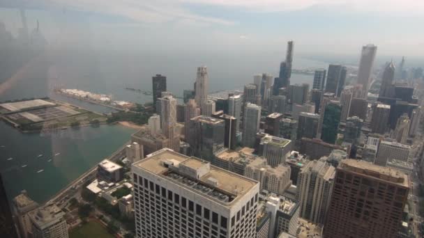 Aerial View Skyscrapers High Tall Buildings Panorama Downtown City Chicago — Stock Video