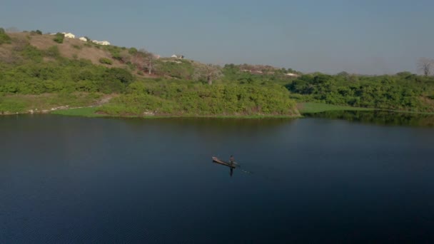 Waterdam Quiminha Angola Afrika Canoa — Stockvideo