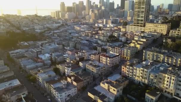 Pullback Reveal Downtown San Francisco Sunrise — Stok Video