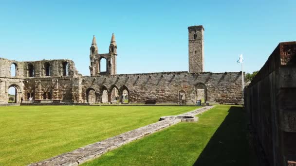 Katedra Andrzeja Wieża Reguły Andrews Fife Szkocja Słoneczny Letni Dzień — Wideo stockowe