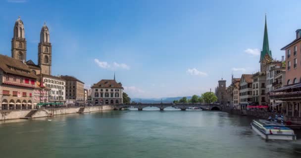 Zrich Ciudad Suiza Casco Antiguo Time Lapse — Vídeos de Stock