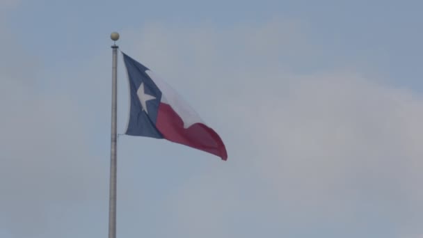 Σημαία Του Τέξας Κυματίζει Στον Άνεμο Στο Ώστιν Του Τέξας — Αρχείο Βίντεο