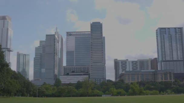 Panorámica Izquierda Derecha Austin Texas City Skyline — Vídeo de stock