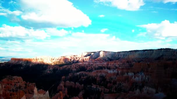 Timelapse Bryce Canyon Sunny Day Fluffy Clouds Blue Sky — Stock Video
