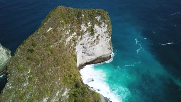 Drone Shot Περιστρέφεται Γύρω Από Τέλος Της Χερσονήσου Kelingking Beach — Αρχείο Βίντεο