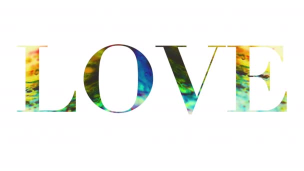 Trippy Tie Dye Word Love Moving Slowly Melting Colors Big — Stock Video