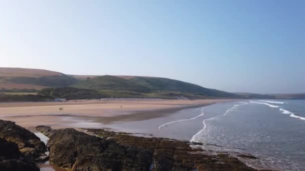 Motion Lapse Waves Összeomlik Ellen Long Sandy Beach Devon — Stock videók