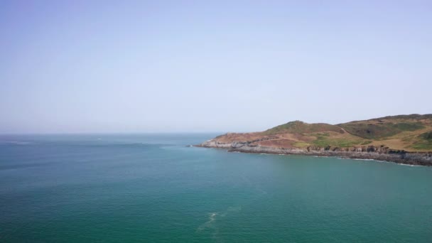 Aerial Shot Slate Cliff North Devon Summers Morning — Stock Video