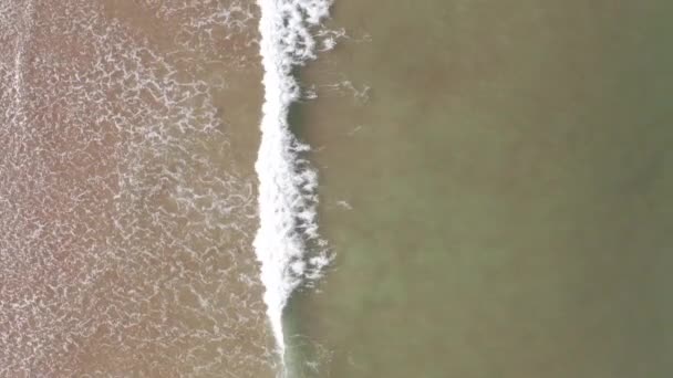 Okyanus Dalgalarının Hareketli Çekimi Bir Yalnız Sörfçü Yüzücüyle Kırılıyor — Stok video