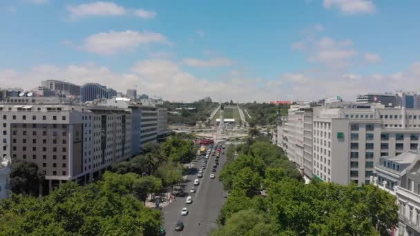 Légitámadás Avenida Liberdade Nél Lisszabonban Fantasztikus Felvétel Marqus Pombal Square — Stock videók