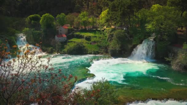 Prachtige Cinemagraph Van Watervallen Krka National Park Kroatië Vroege Zomer — Stockvideo