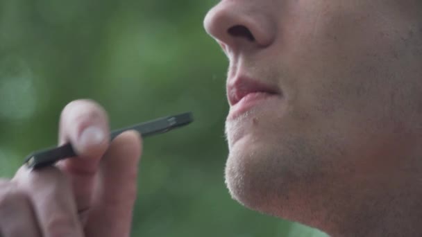 Close Male Model Smoking Vaporizer Slow Motion — Stok Video