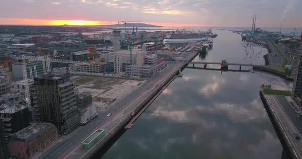Luftaufnahme Von Dublin City Schöner Morgen Der Irischen Hauptstadt — Stockvideo