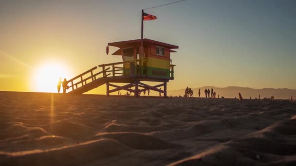 Venice Beach California Günbatımında Zaman Aşımı — Stok video