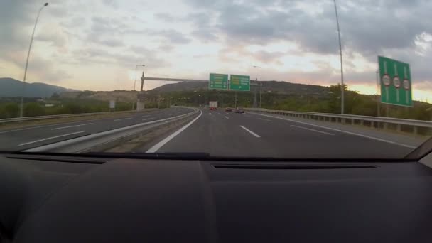 Beautiful Sunset Mountain Line While Driving Autobahn Egnantia Thessaloniki Ioannina — Stock Video