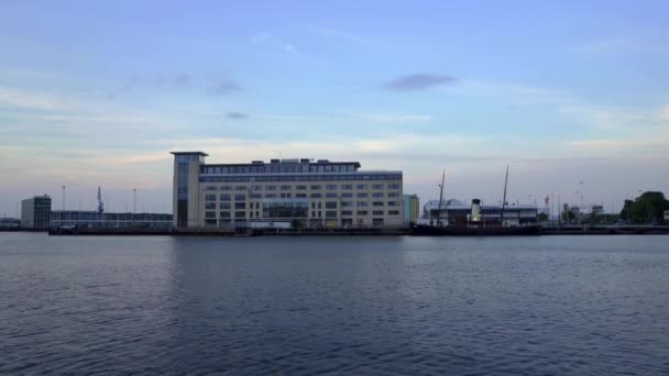 Malmo Port Docks Dusk Sweden — Stock Video